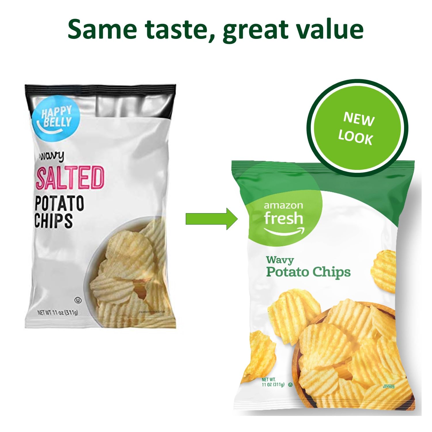 Amazon Fresh, Wavy Potato Chips, 11 Oz (Previously Happy Belly, Packaging May Vary)-1