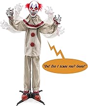 Best Choice Products Scary Harry The Motion Activated Animatronic Killer Clown, Halloween Prop w/Pre-Recorded Lines, Red Light Up Eyes, Moving Arms & Head