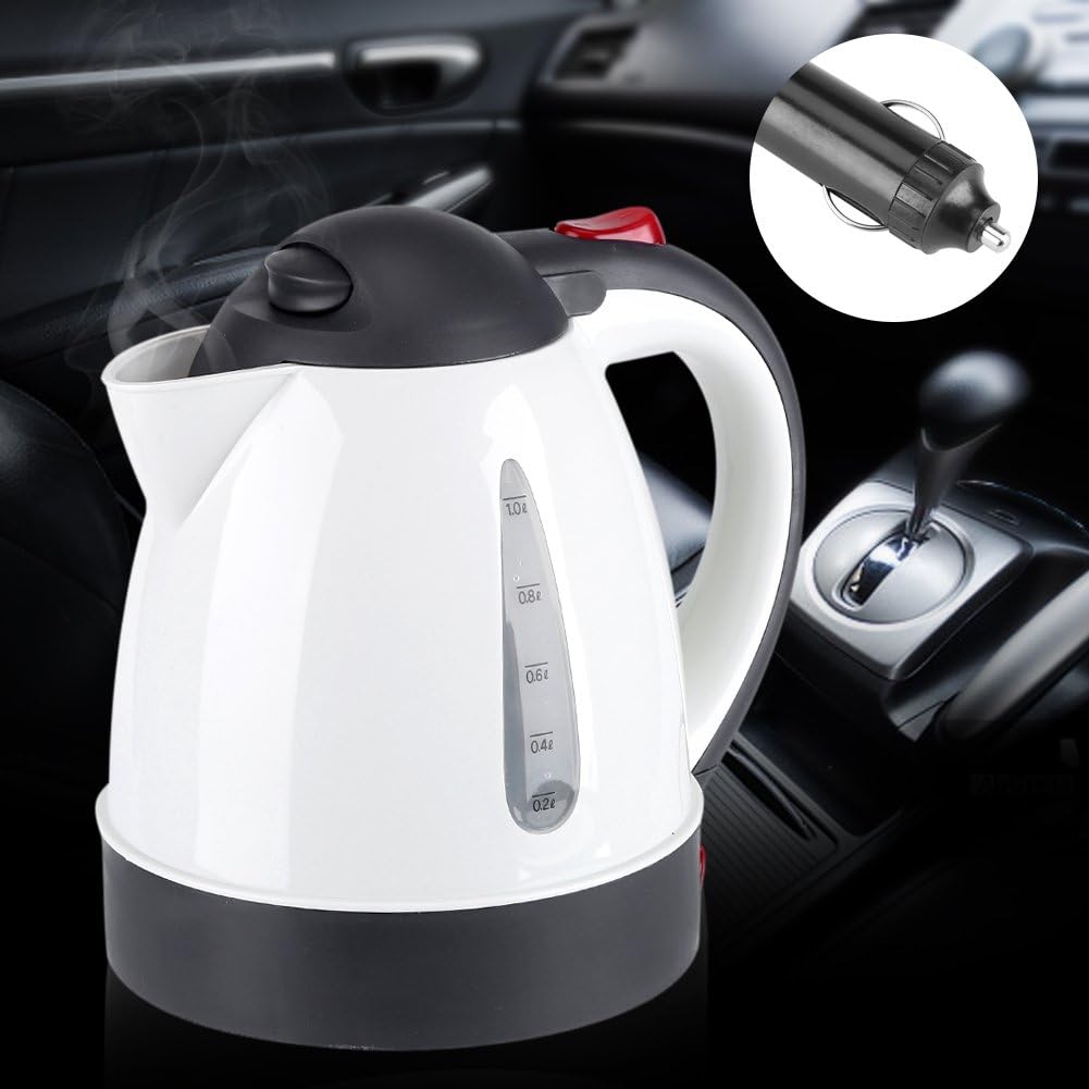 Car Kettle Electric Water Boiler Portable Water Heater Bottle Tea Coffee Mug Fast Boiling with Auto Shut-off for Travel Camping, 1000mL 12V(12v)-2