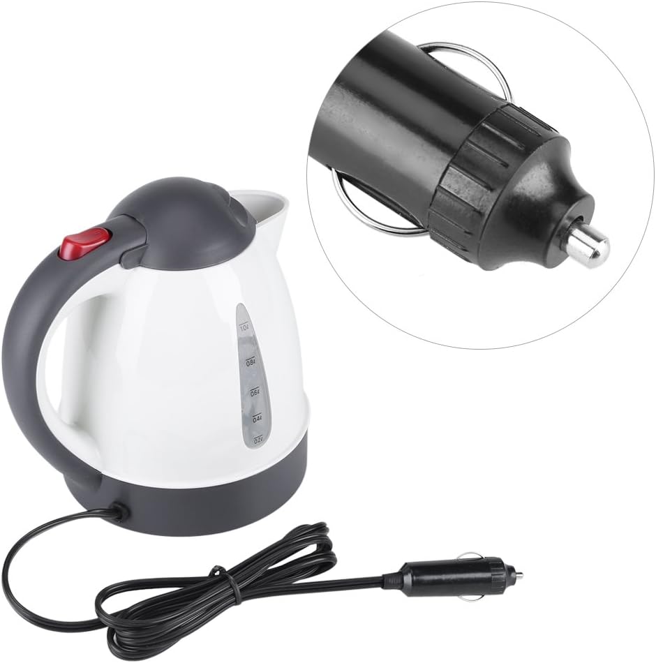 Car Kettle Electric Water Boiler Portable Water Heater Bottle Tea Coffee Mug Fast Boiling with Auto Shut-off for Travel Camping, 1000mL 12V(12v)-5