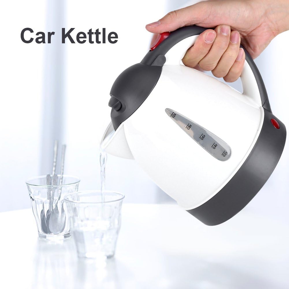 Car Kettle Electric Water Boiler Portable Water Heater Bottle Tea Coffee Mug Fast Boiling with Auto Shut-off for Travel Camping, 1000mL 12V(12v)-8