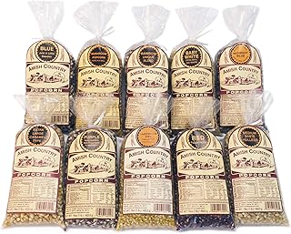 Amish Country Popcorn - 10 (1 Lb Bag) Variety Gift Set Bundle (Red, Blue, Medium White, Midnight Blue, Purple, Ladyfinger, Baby White, Rainbow, Medium Yellow, and Mushroom)