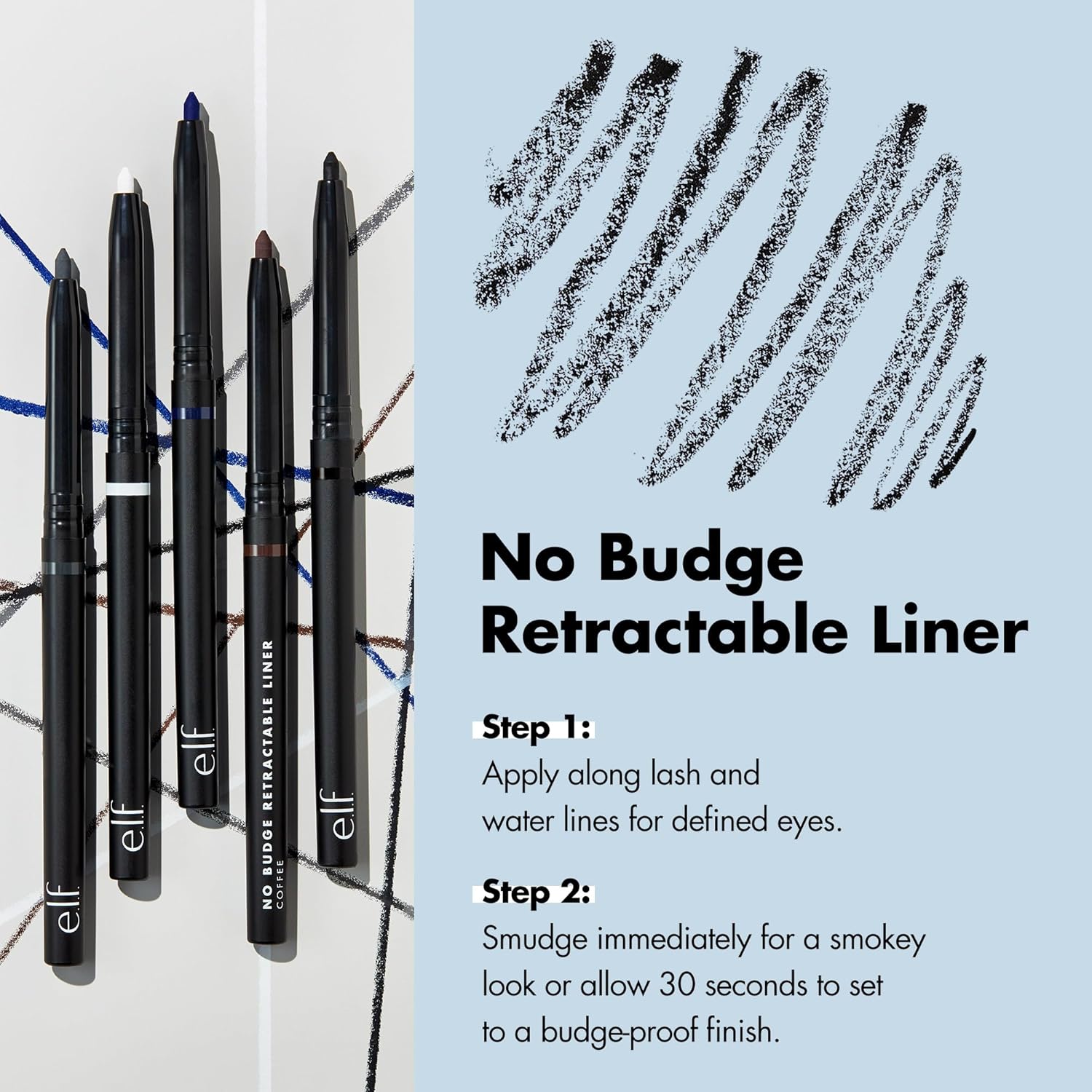 e.l.f. No Budge Retractable Eyeliner, Creamy, Ultra-Pigmented, Coffee-4