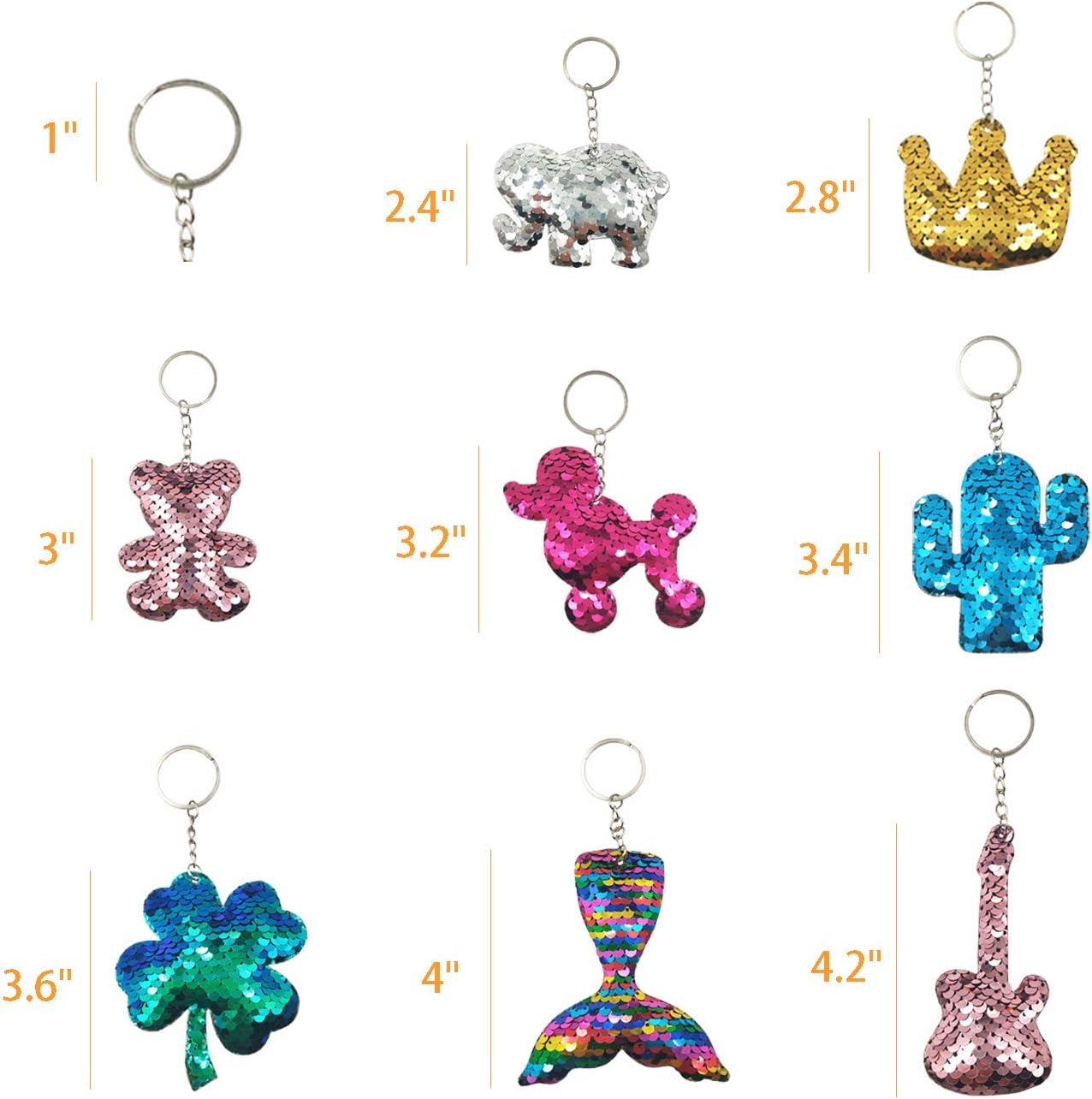 GuassLee 15Pcs Flip Sequin Keychain for Kids Girls Party Favors, Backpack Unicorn Mermaid Keychains Bulk for Kids Classroom Carnival Prizes Goody Bag Stuffers Birthday Party Gifts-6