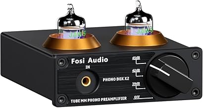 Fosi Audio Box X2 Phono Preamp, Mini Stereo Audio Hi-Fi Preamplifier with Gain Gear, Pre-Amplifier for MM Turntable Phonograph and Record Player, with DC 12V Power Supply