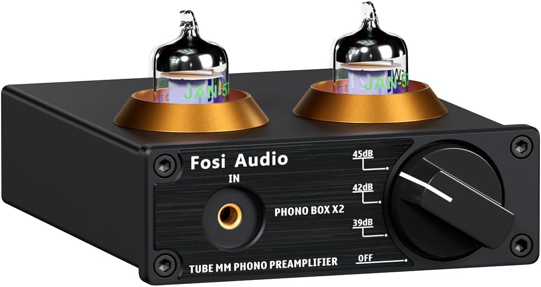 Fosi Audio Box X2 Phono Preamp, Mini Stereo Audio Hi-Fi Preamplifier with Gain Gear, Pre-Amplifier for MM Turntable Phonograph and Record Player, with DC 12V Power Supply-0