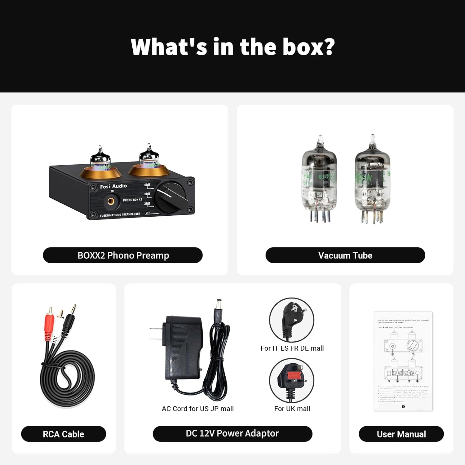 Fosi Audio Box X2 Phono Preamp, Mini Stereo Audio Hi-Fi Preamplifier with Gain Gear, Pre-Amplifier for MM Turntable Phonograph and Record Player, with DC 12V Power Supply-5