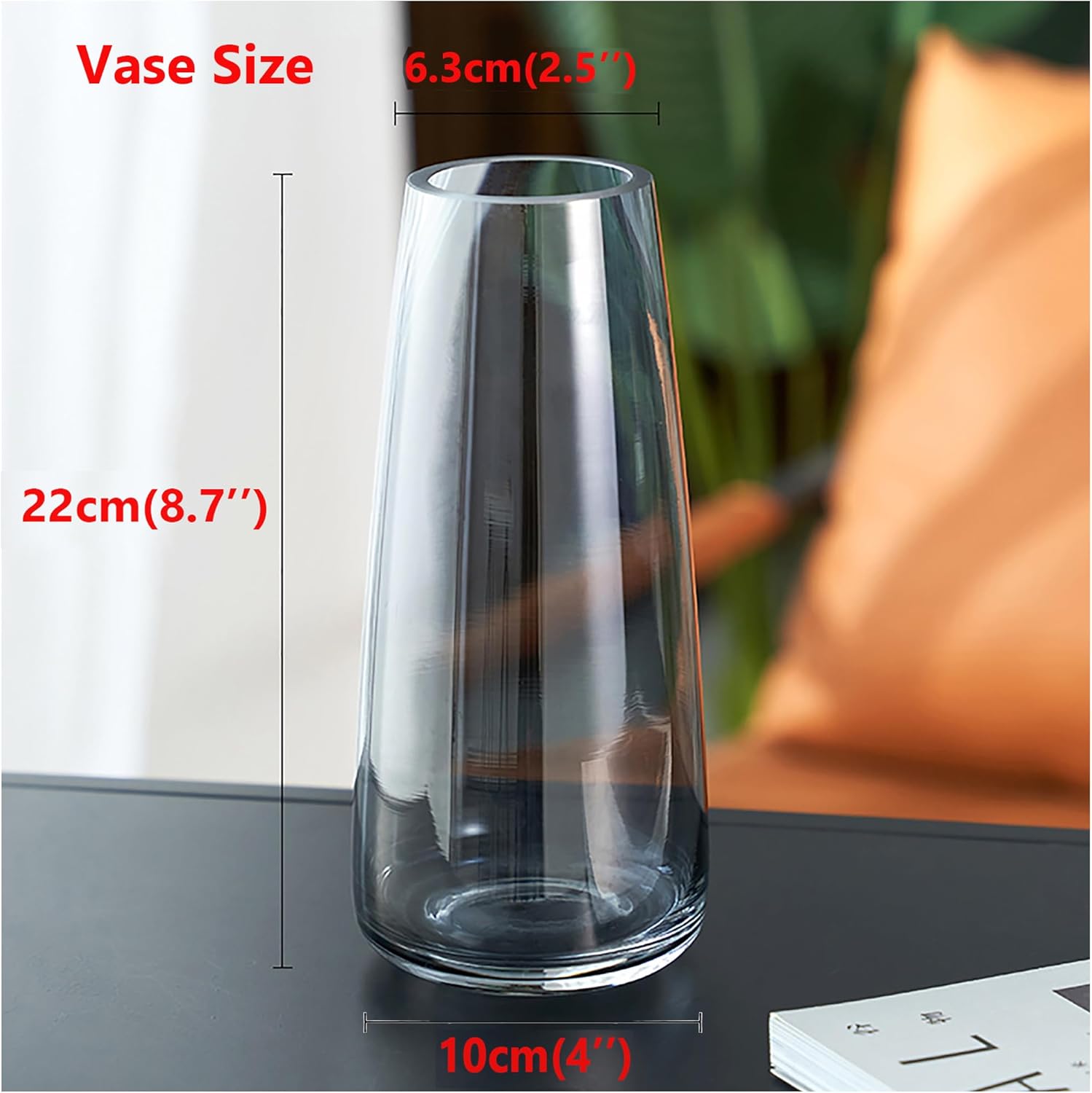 FANTESTICRYAN Modern Glass Vase Irised Crystal Clear Glass Vase for Home Office Decor (Crystal Grey)-2