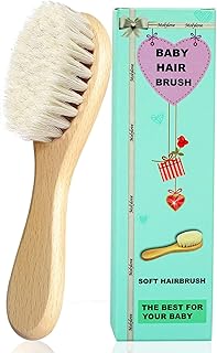 Baby Hair Brush, Wooden Goat Bristles Hair Brush for Newborns & Toddlers, Ideal for Cradle Cap, Perfect Baby Registry Gift, Hypoallergenic, 1 Count