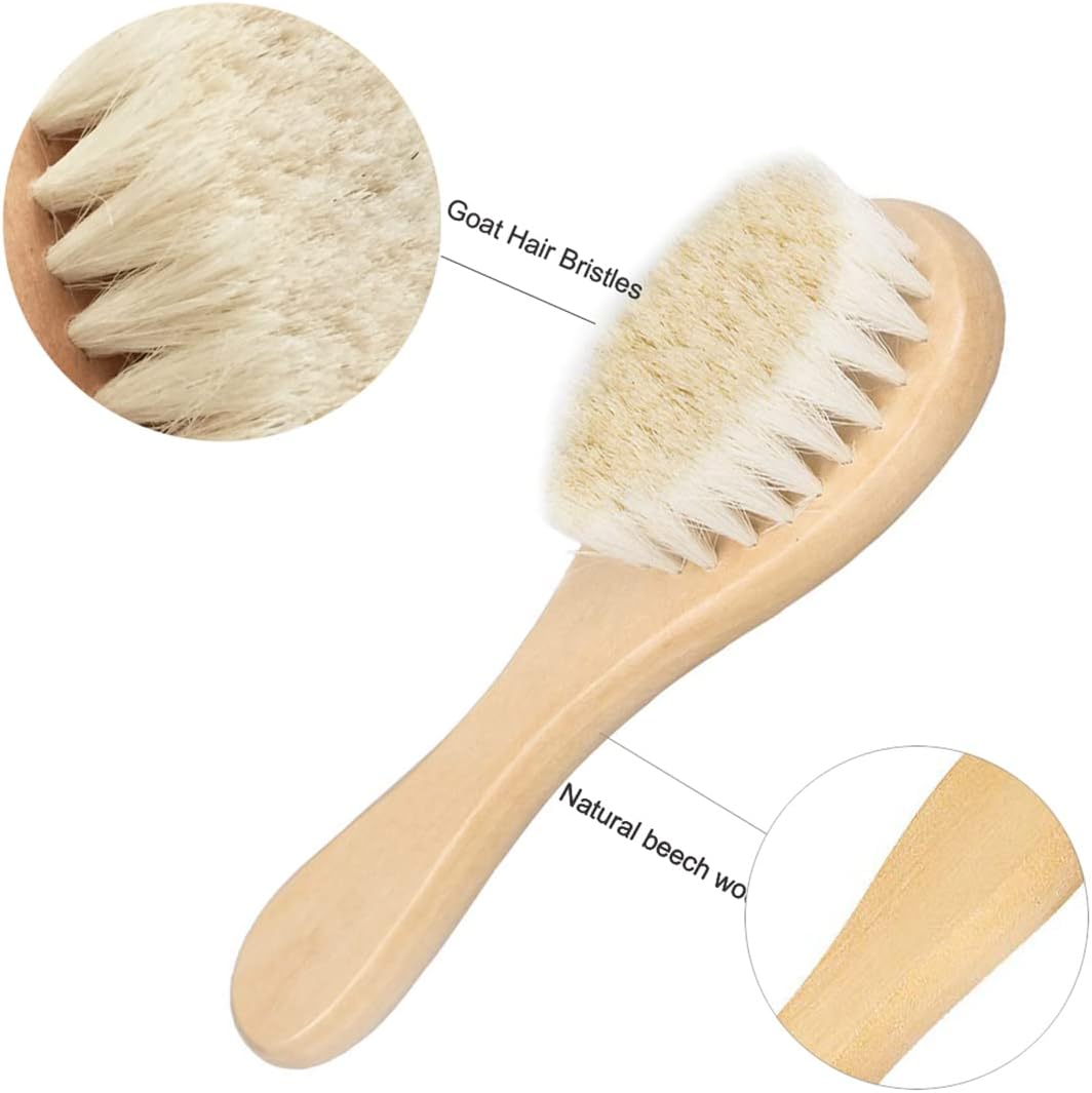 Baby Hair Brush, Wooden Goat Bristles Hair Brush for Newborns & Toddlers, Ideal for Cradle Cap, Perfect Baby Registry Gift, Hypoallergenic, 1 Count-2