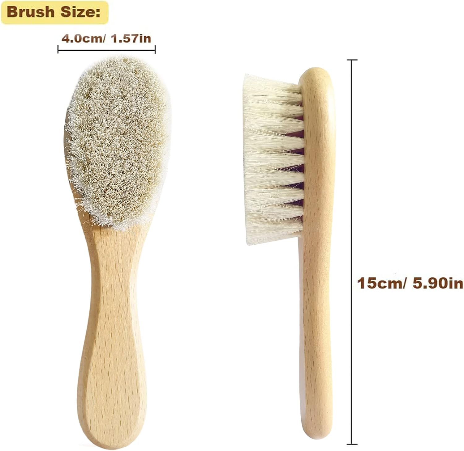 Baby Hair Brush, Wooden Goat Bristles Hair Brush for Newborns & Toddlers, Ideal for Cradle Cap, Perfect Baby Registry Gift, Hypoallergenic, 1 Count-4