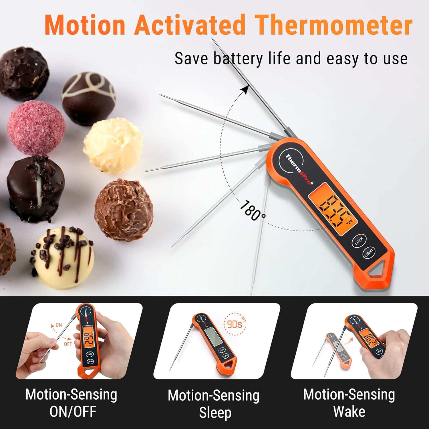 ThermoPro TP19H Digital Meat Thermometer for Cooking with Ambidextrous Backlit and Motion Sensing Kitchen Cooking Food Thermometer for BBQ Grill Smoker Oil Fry Candy Instant Read Thermometer-4