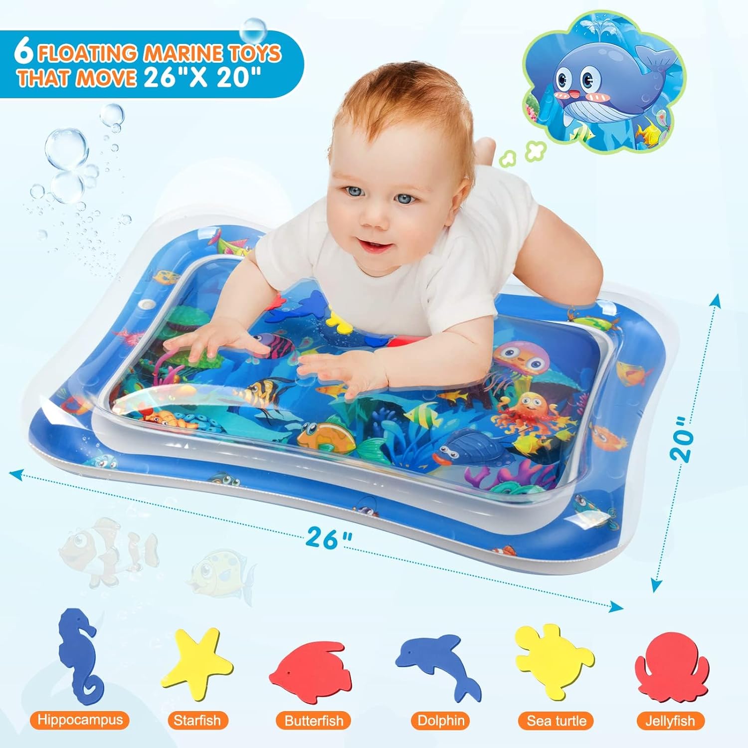 Infinno Inflatable Tummy Time Mat Premium Baby Water Play Mat for Infants and Toddlers Baby Toys for 3 to 24 Months, Strengthen Your Baby's Muscles, Portable-3