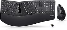 Perixx Periduo-605, Wireless Ergonomic Split Keyboard and Vertical Mouse Combo, Adjustable Palm Rest and Membrane Low Profile Keys, Black, US English Layout (11633)