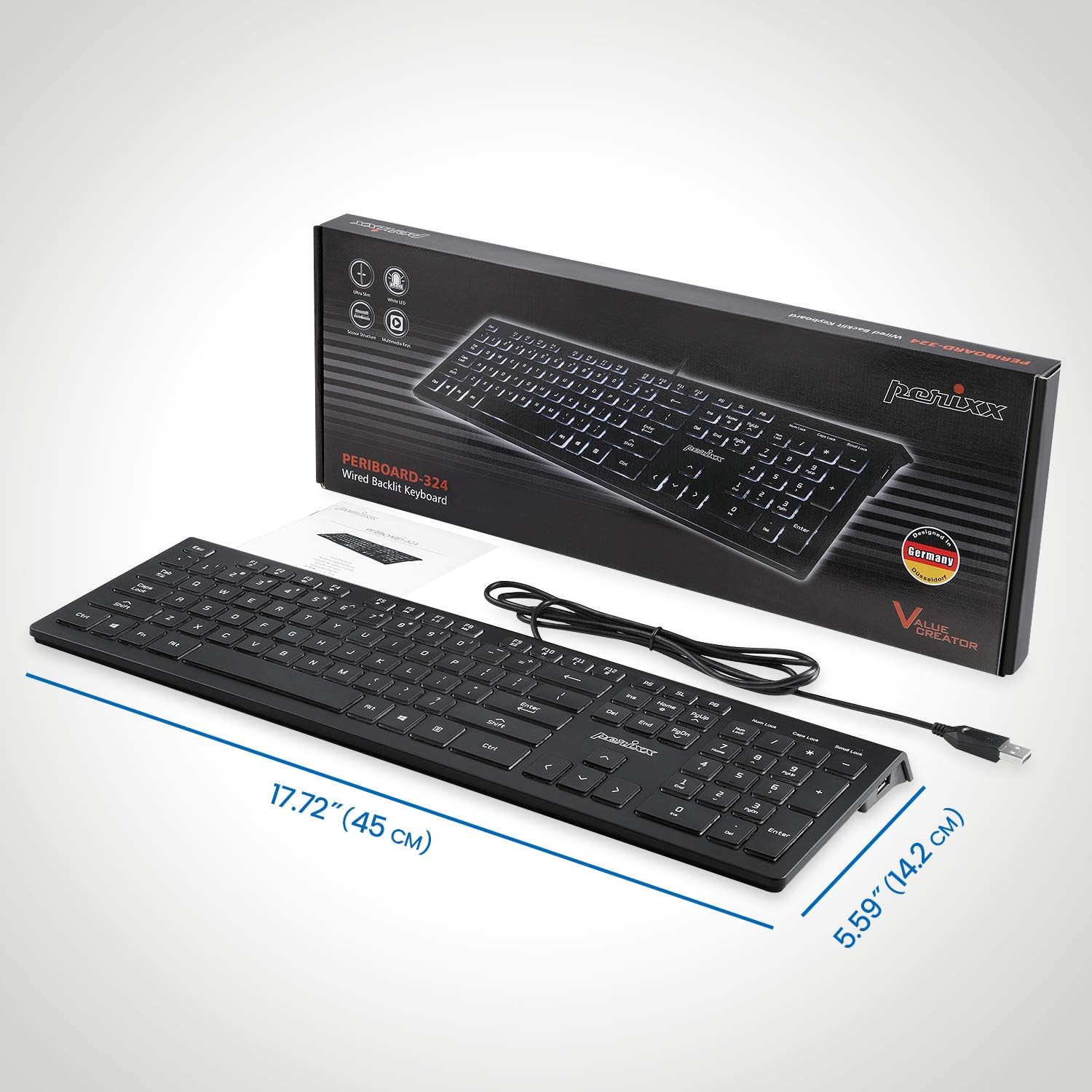 Perixx Periduo-605, Wireless Ergonomic Split Keyboard and Vertical Mouse Combo, Adjustable Palm Rest and Membrane Low Profile Keys, Black, US English Layout (11633)-6