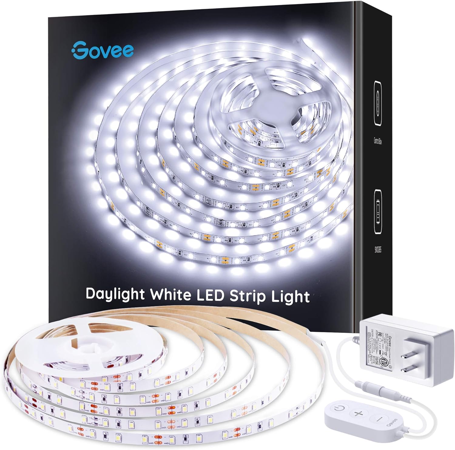 Govee White LED Strip Lights, Upgraded 16.4ft Dimmable LED Light Strip 6500K Bright Daylight White, Strong Adhesive, 300 LEDs Flexible Tape Lights for Mirror, Kitchen Cabinet, Bedroom, Halloween Decor-0