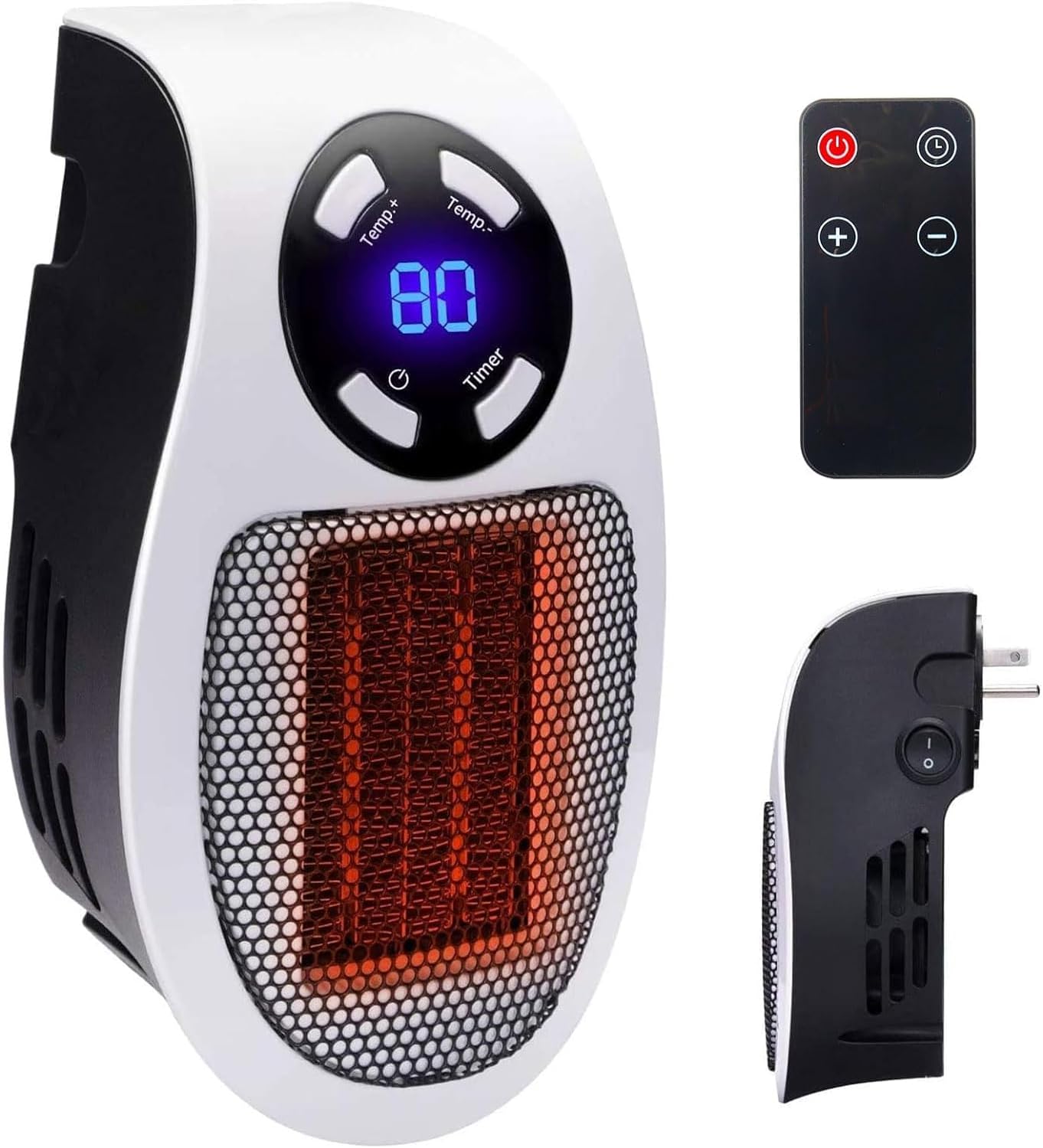 350W&450W Space Heater, Remote Wall Outlet Electric Space Heater as Seen on TV with Adjustable Thermostat and Timer and Led Display, Compact for Office Dorm Room-0