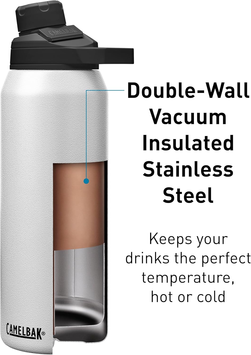 CamelBak Chute Mag 20oz Vacuum Insulated Stainless Steel Water Bottle, White-2