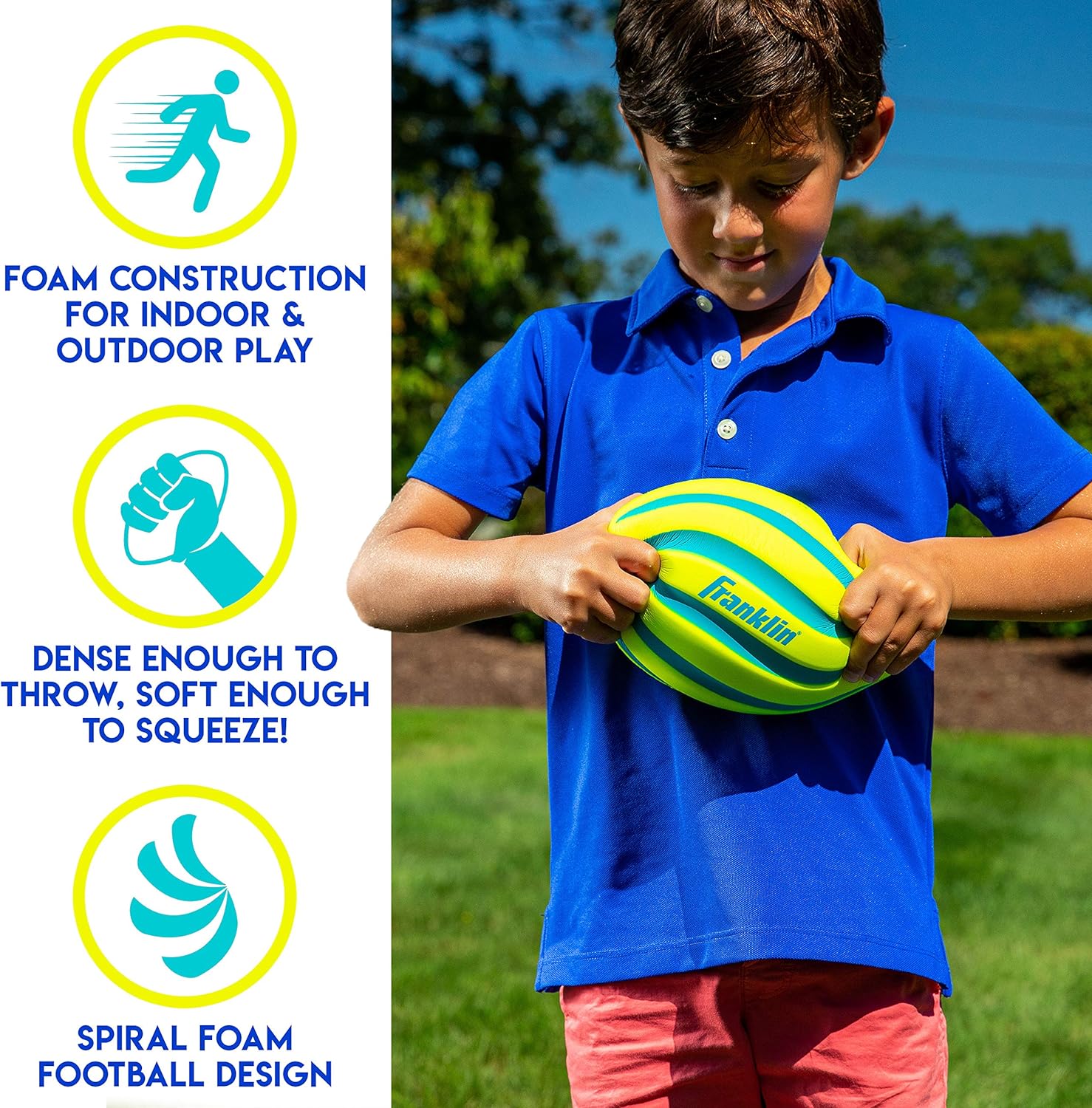 Franklin Sports Kids Foam Football - Mini Soft Foam Youth Football - Indoor + Outdoor Toy Football for Kids - Probrite 9" Mini Foam Ball - Soft Backyard + Practice Toy Ball - Yellow-1