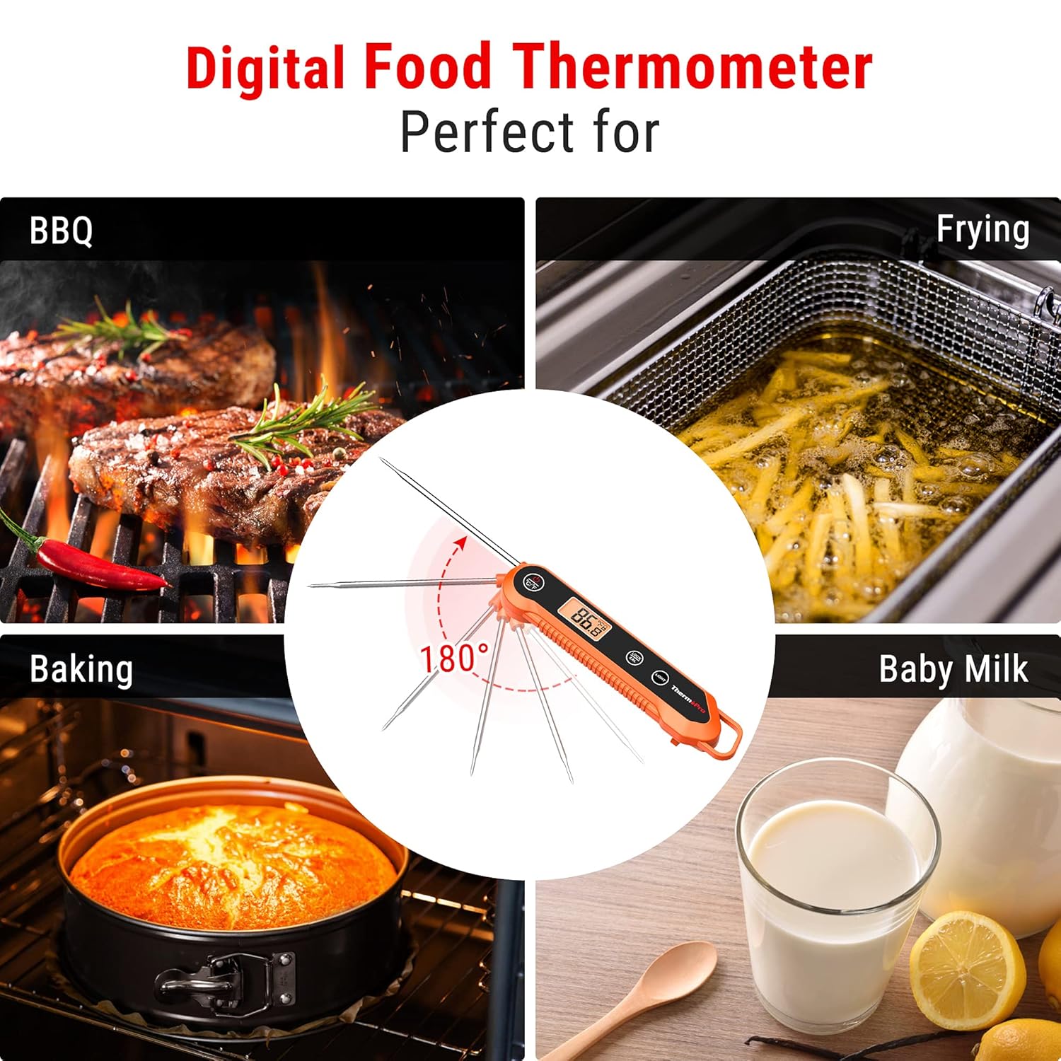 ThermoPro Digital Instant Read Meat Thermometer for Grilling Waterproof Kitchen Food LCD Thermometer with Calibration & Backlight Smoker Oil Fry Candy Thermometer-6