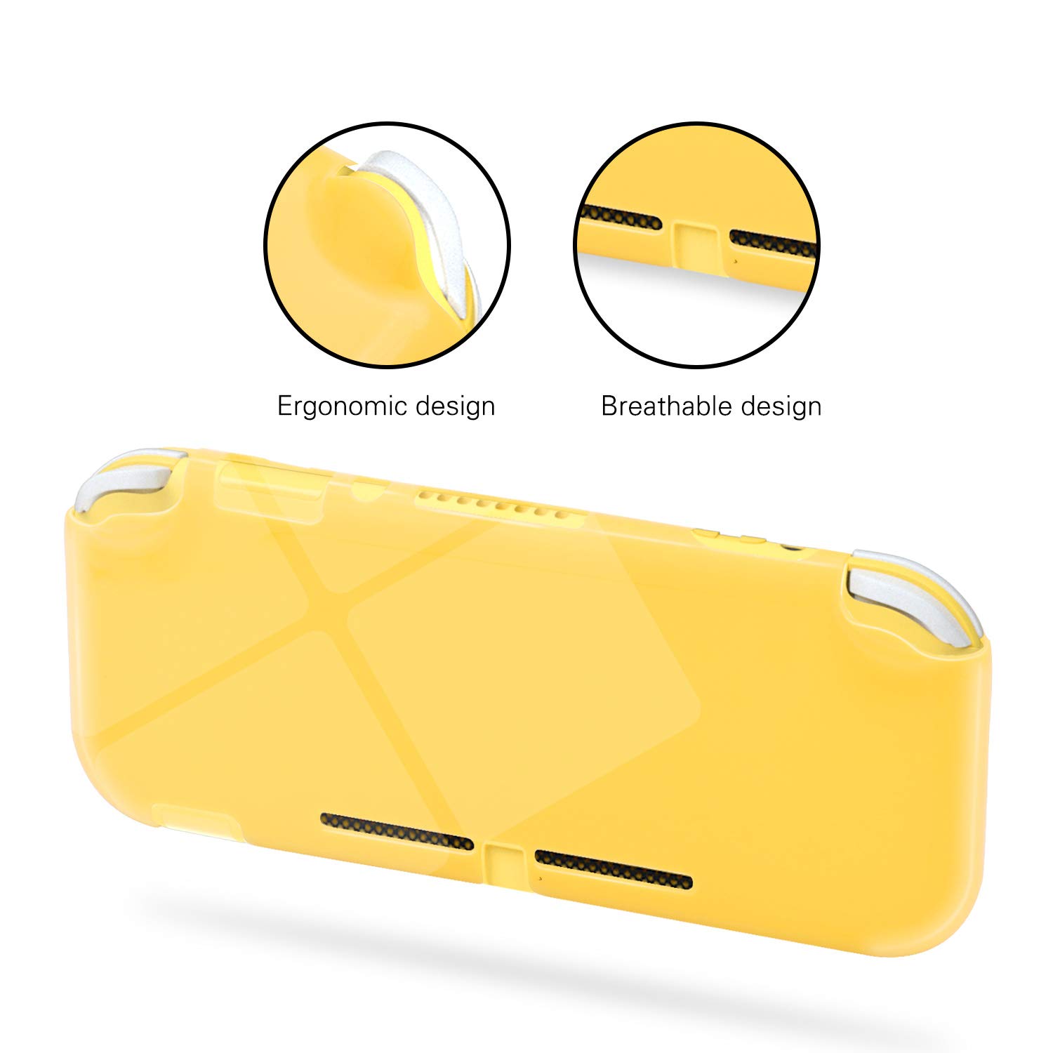 ECHZOVE TPU Case Compatible with Switch Lite, Protective Case Compatible with Switch Lite with Tempered Glass Screen Protector - Yellow-2