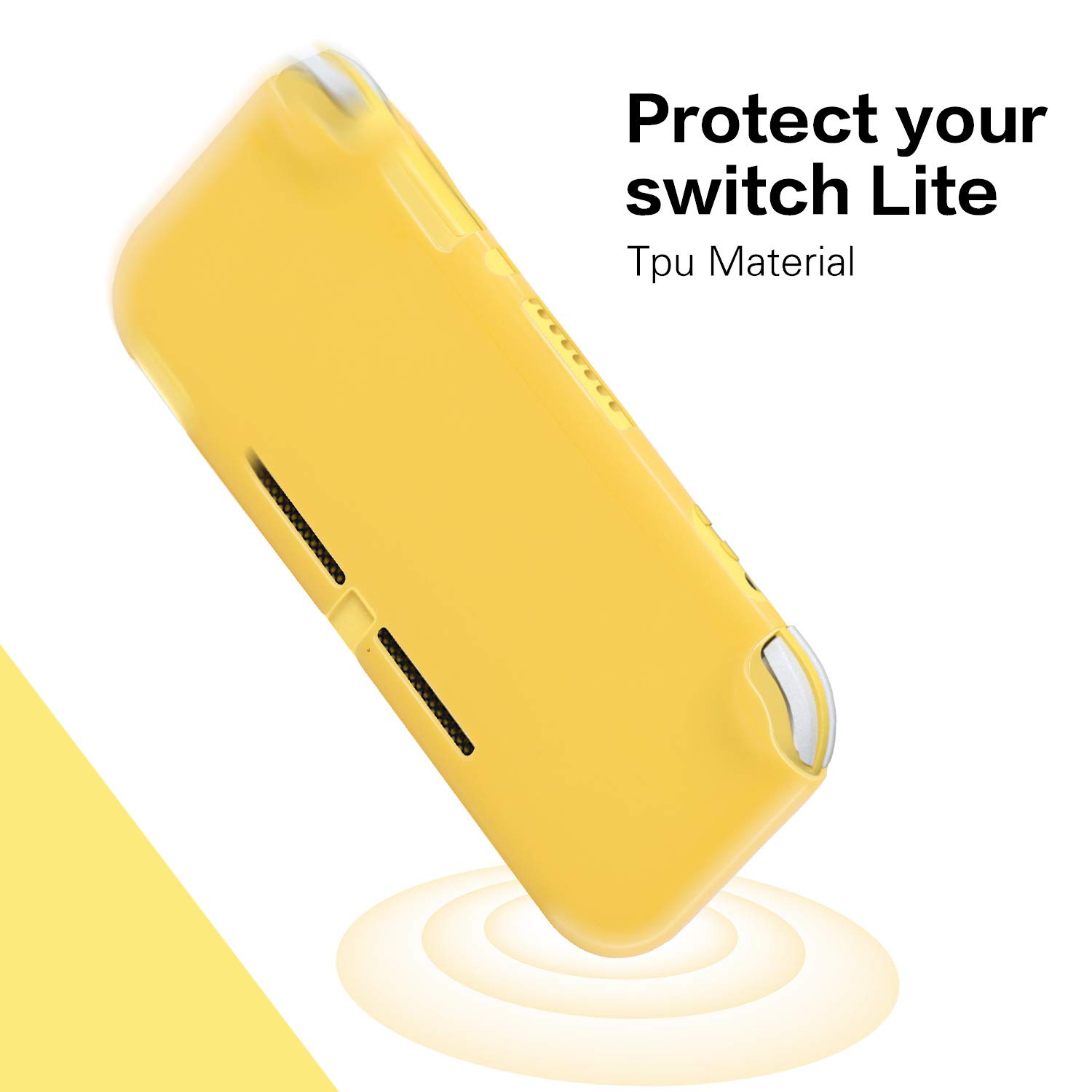 ECHZOVE TPU Case Compatible with Switch Lite, Protective Case Compatible with Switch Lite with Tempered Glass Screen Protector - Yellow-3