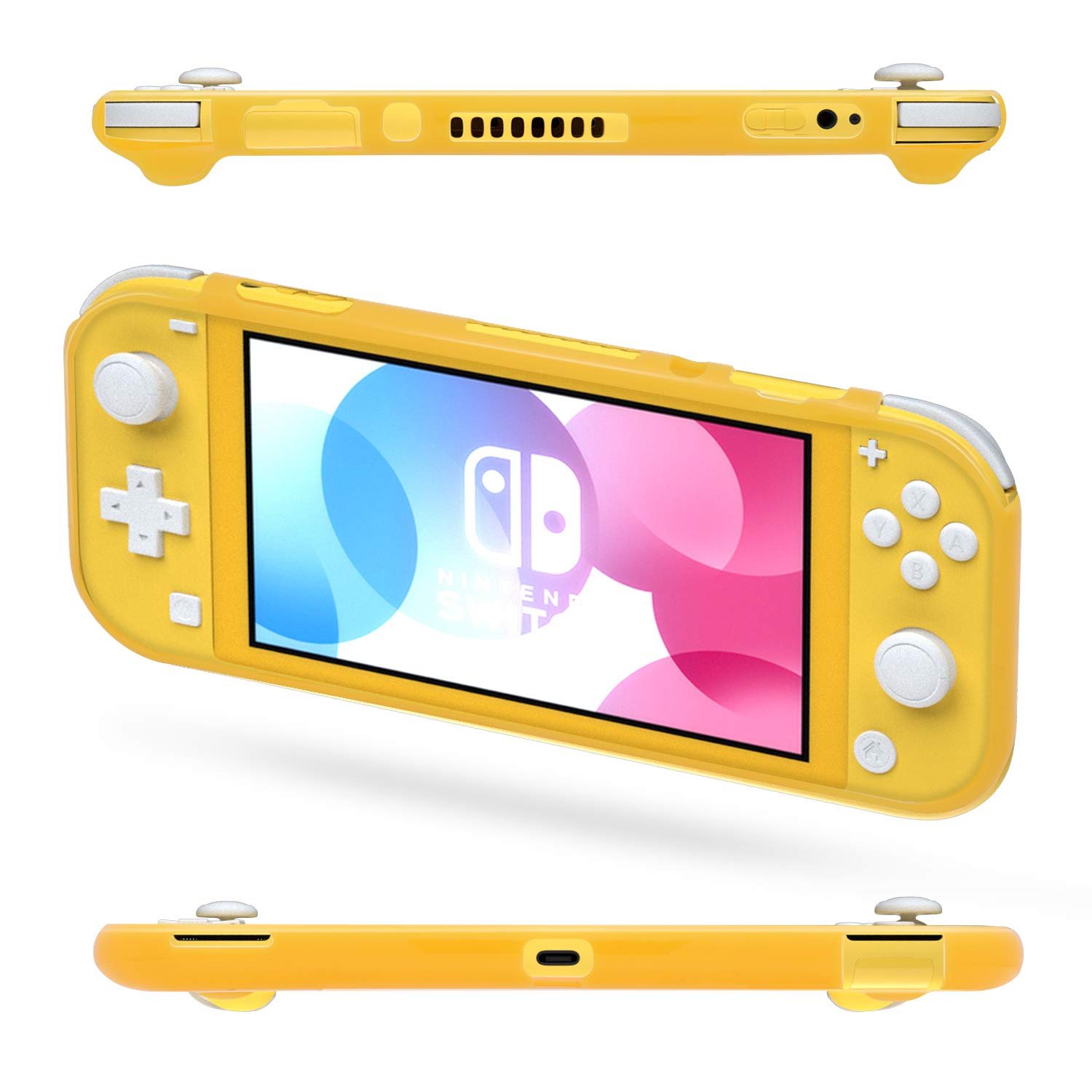 ECHZOVE TPU Case Compatible with Switch Lite, Protective Case Compatible with Switch Lite with Tempered Glass Screen Protector - Yellow-6