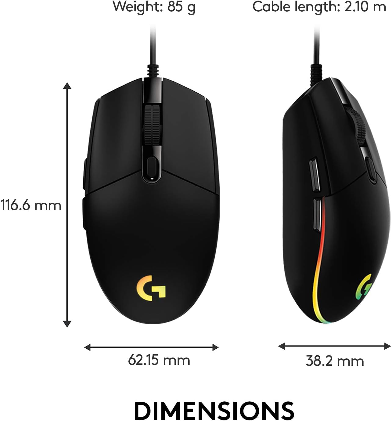 Logitech G203 Wired Gaming Mouse, 8,000 DPI, Rainbow Optical Effect LIGHTSYNC RGB, 6 Programmable Buttons, On-Board Memory, Screen Mapping, PC/Mac Computer and Laptop Compatible - Black-7