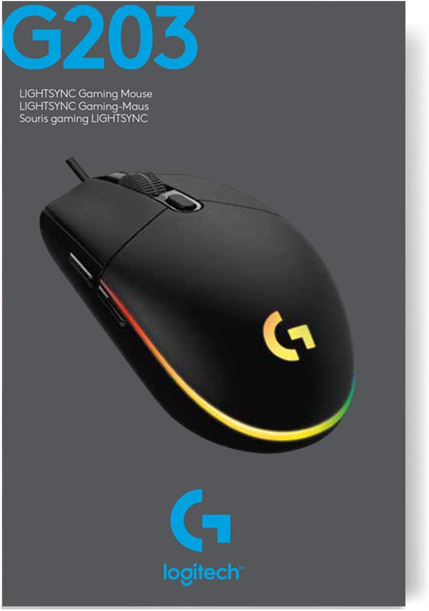 Logitech G203 Wired Gaming Mouse, 8,000 DPI, Rainbow Optical Effect LIGHTSYNC RGB, 6 Programmable Buttons, On-Board Memory, Screen Mapping, PC/Mac Computer and Laptop Compatible - Black-9