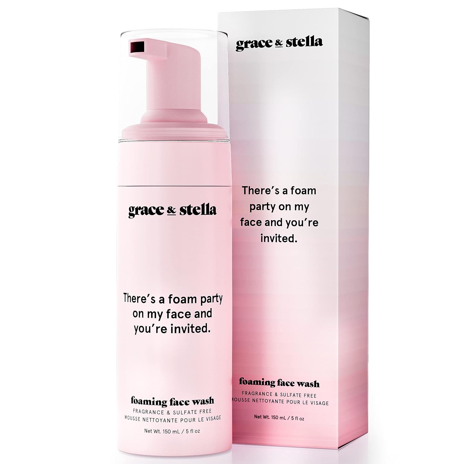 grace & stella Foaming Facial Cleanser (150ml) - Sensitive Skin Face Wash - Vegan - Limpiador Facial - Hydrating Facial Cleanser - Face Wash Sensitive Skin - Cleanser For Dry Skin-0