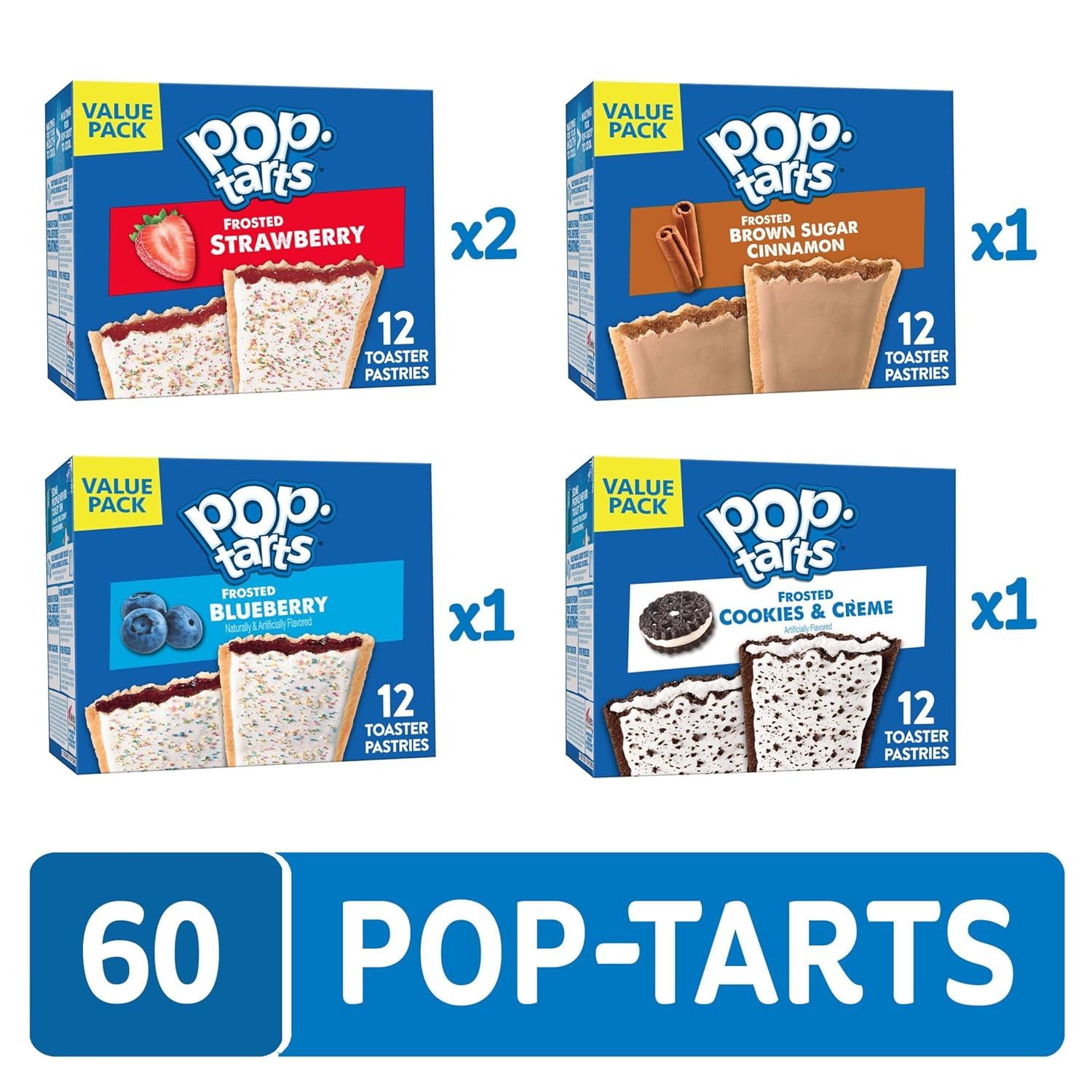 Pop-Tarts Toaster Pastries, Breakfast Foods, Kids Snacks, Variety Pack (5 Boxes, 60 Pop-Tarts)-1