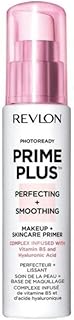 Revlon Face Primer, PhotoReady Prime Plus Face Makeup for All Skin Types, Blurs & Fills in Fine Lines, Infused with Vitamin B5 and Hyaluronic Acid, Perfecting & Smoothing, 1 Oz