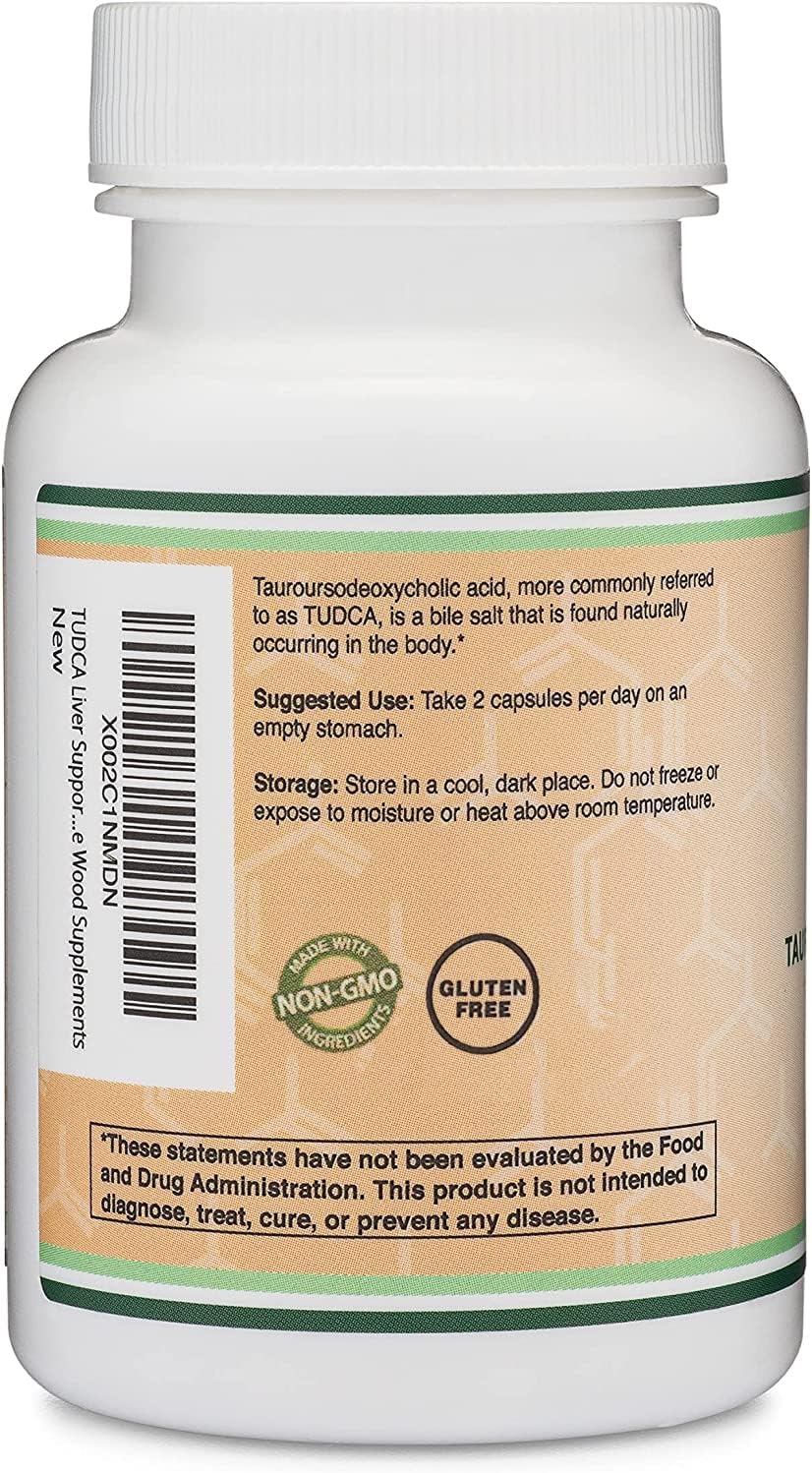 TUDCA Bile Salts Liver Support Supplement, 500mg Servings, Liver and Gallbladder Cleanse Supplement (60 Capsules, 250mg) Genuine Bile Acid TUDCA with Strong Bitter Taste by Double Wood-4