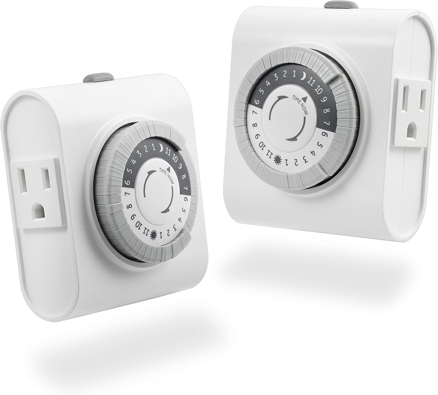 GE 46211, Two Outlet Grounded Mechanical Plug-in Timer, White, 2 Count-0