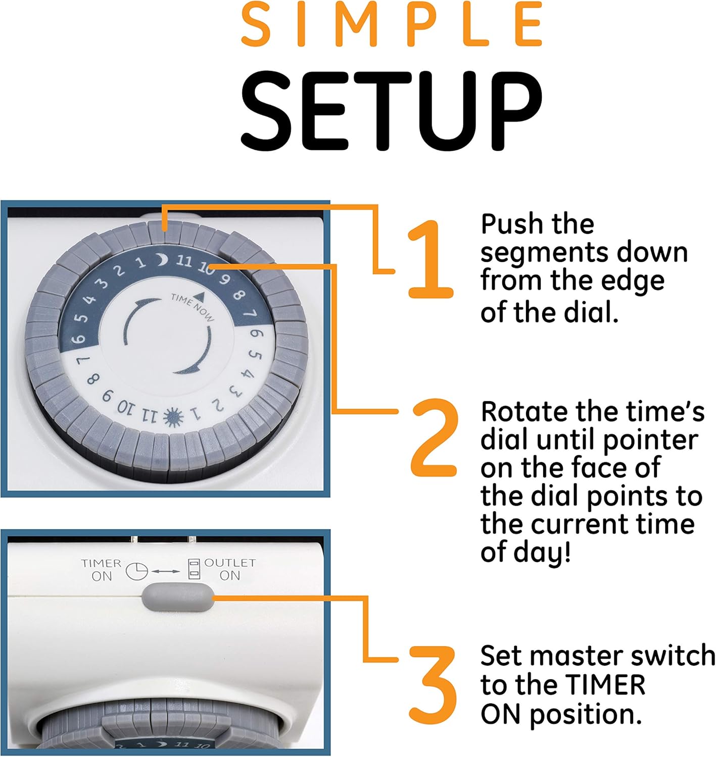 GE 46211, Two Outlet Grounded Mechanical Plug-in Timer, White, 2 Count-6