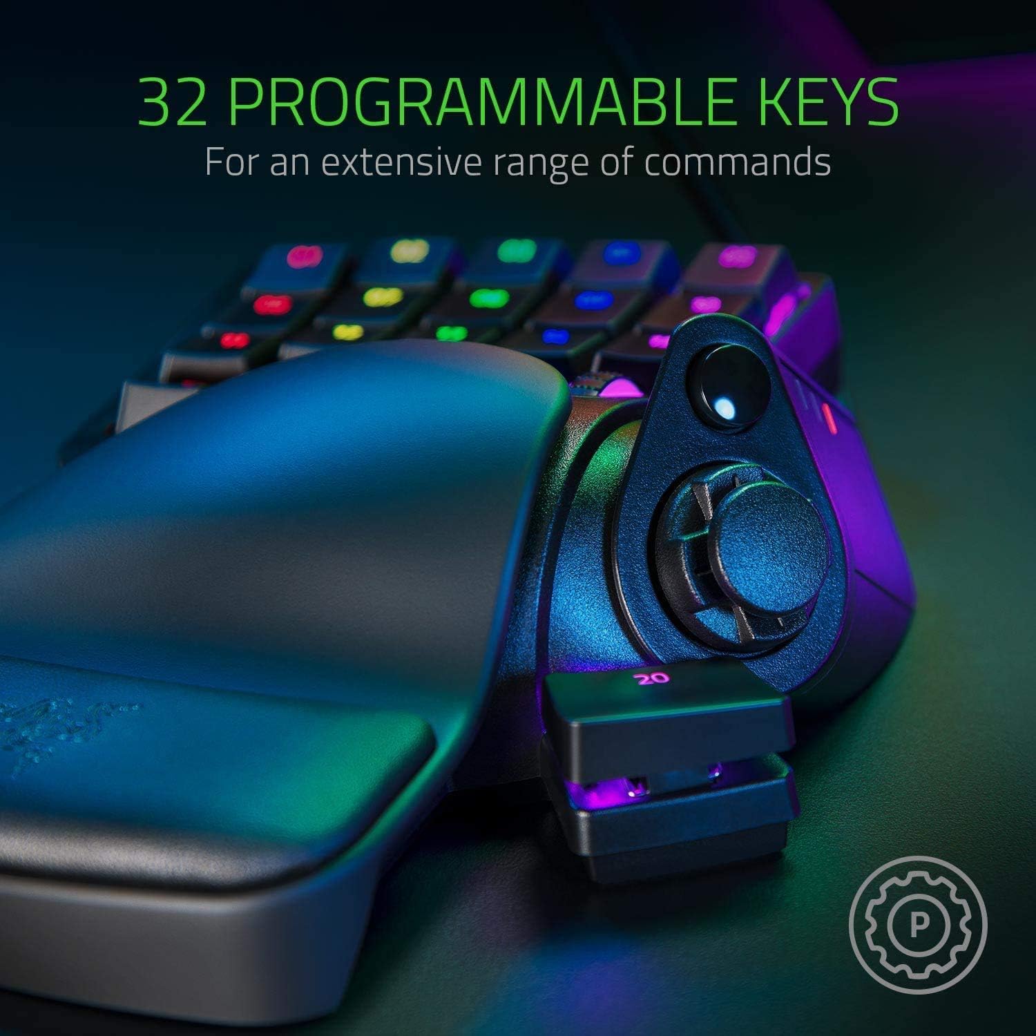 Razer Tartarus Pro Gaming Keypad: Analog-Optical Key Switches - Rapid Trigger - Adjustable Actuation - 32 Programmable Keys - Customizable Macros - Chroma RGB Lighting - Classic Black-1