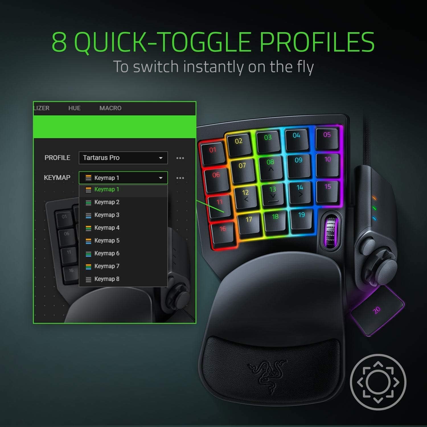 Razer Tartarus Pro Gaming Keypad: Analog-Optical Key Switches - Rapid Trigger - Adjustable Actuation - 32 Programmable Keys - Customizable Macros - Chroma RGB Lighting - Classic Black-2