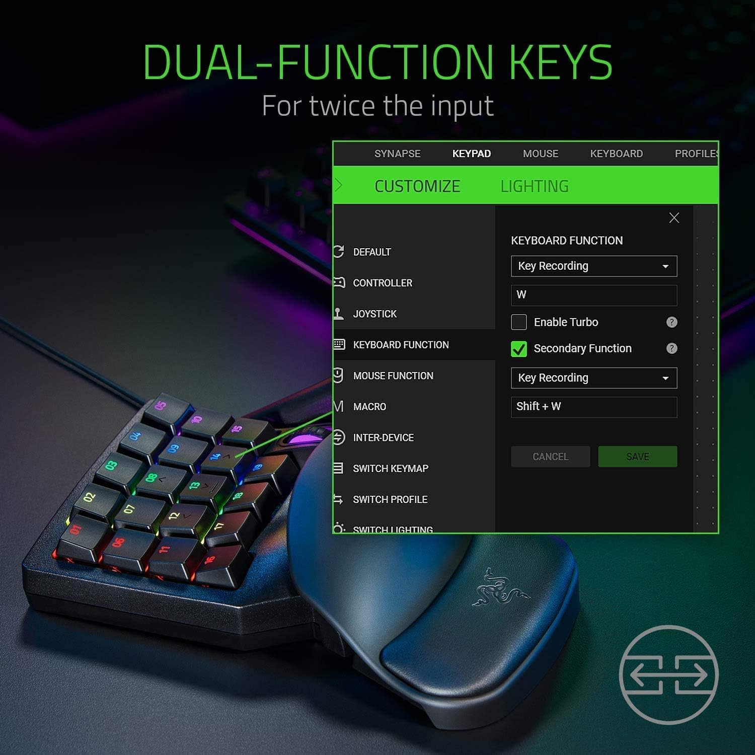 Razer Tartarus Pro Gaming Keypad: Analog-Optical Key Switches - Rapid Trigger - Adjustable Actuation - 32 Programmable Keys - Customizable Macros - Chroma RGB Lighting - Classic Black-3