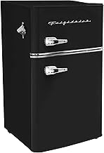 Frigidaire Retro Compact Fridge Freezer Combo, 3.1 cu. ft. Capacity, Small Top Freezer Refrigerator, Mini Fridge with Built-in Bottle Opener – 19”"D x 20.5"W x 33.5"H (Black)