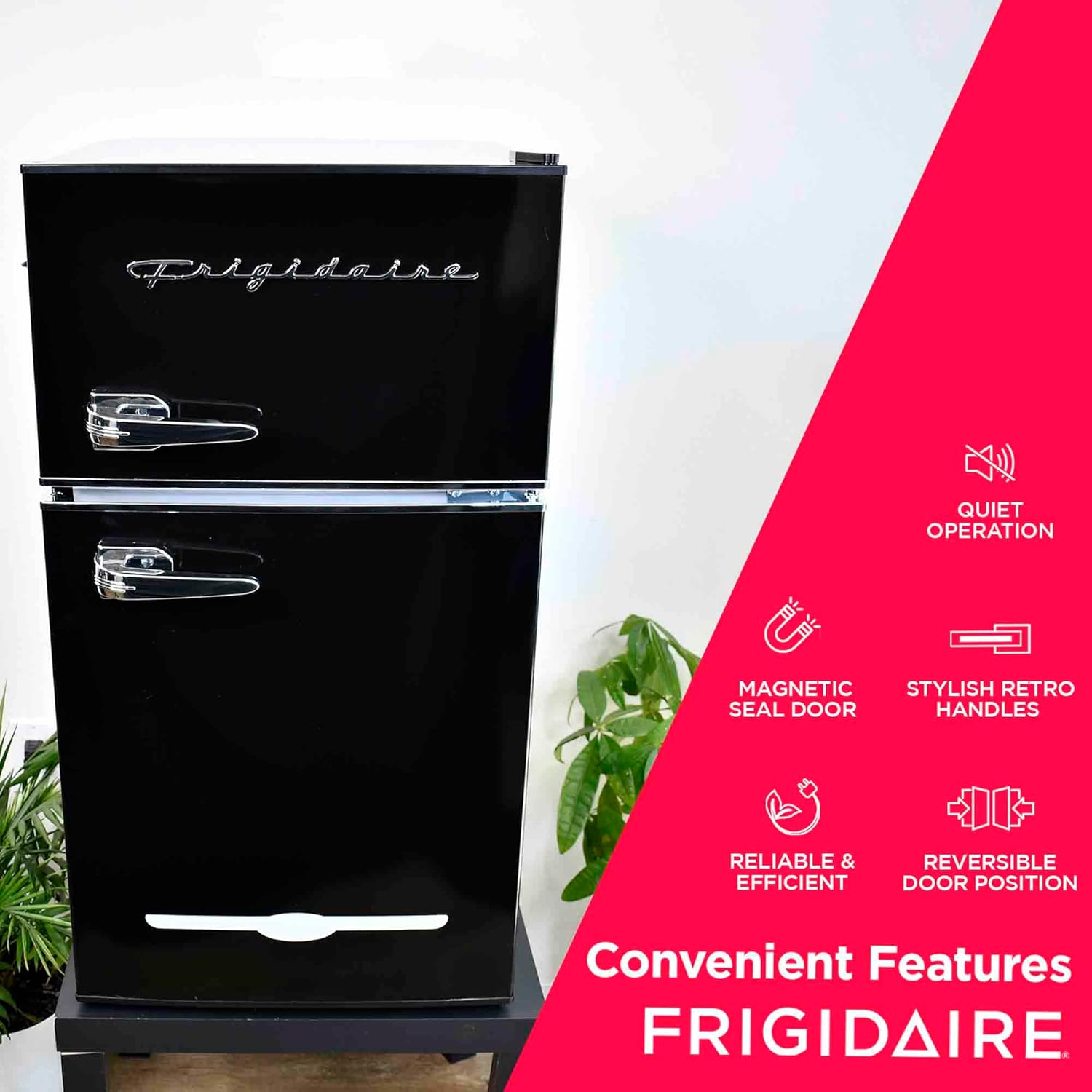 Frigidaire Retro Compact Fridge Freezer Combo, 3.1 cu. ft. Capacity, Small Top Freezer Refrigerator, Mini Fridge with Built-in Bottle Opener – 19”"D x 20.5"W x 33.5"H (Black)-3