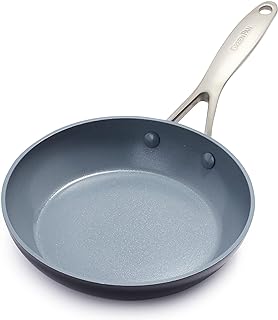 GreenPan Valencia Pro 8" Skillet, PFOA and PFAS-Free, Healthy Ceramic Nonstick: Hard Anodized Pan for Non-Toxic Cooking Induction & Dishwasher Safe Oven-Safe to 600°F Easy Clean, Gray