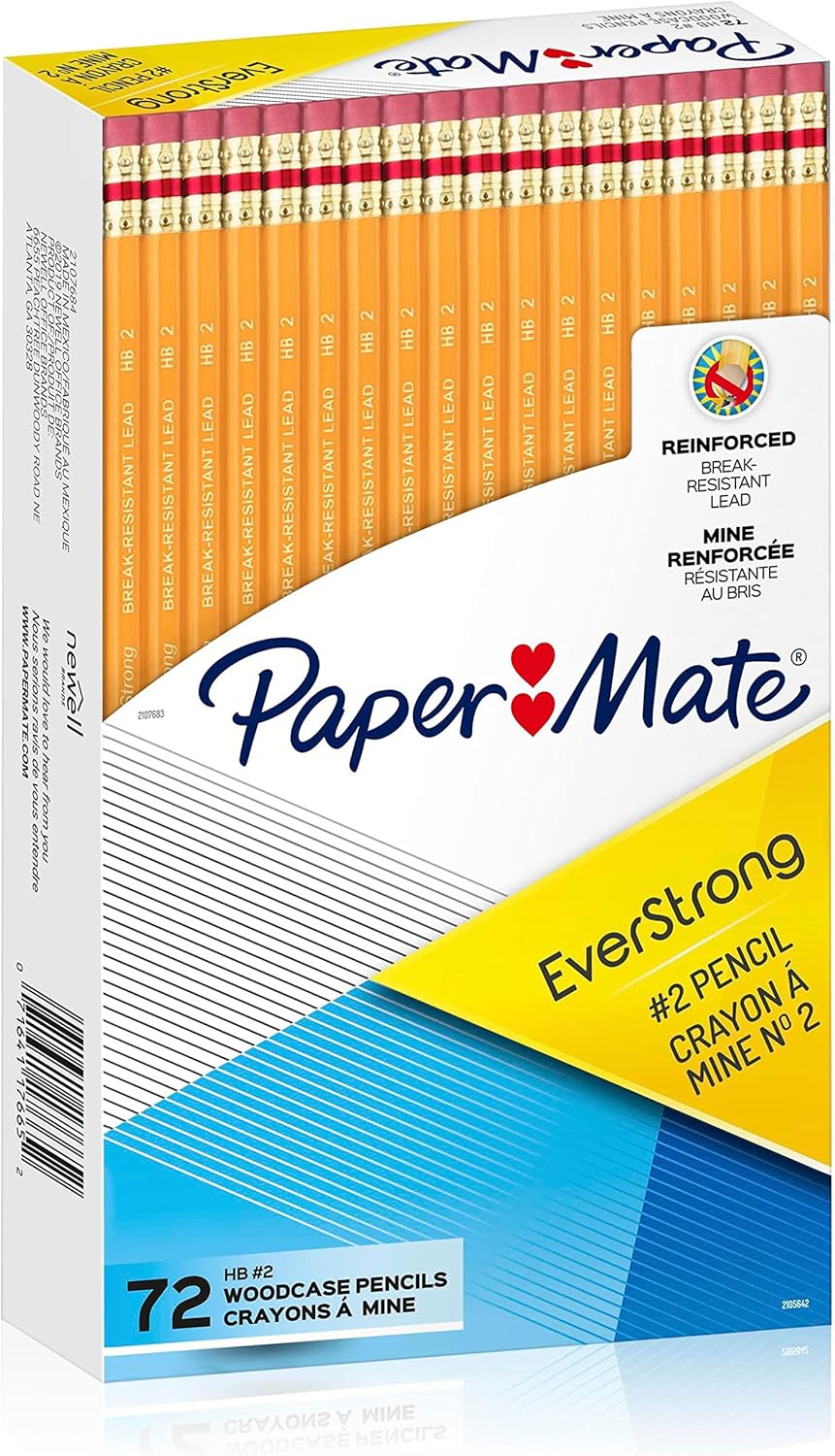 Paper Mate EverStrong #2 Pencils, Reinforced, Break-Resistant Lead When Writing, 72-Count-0