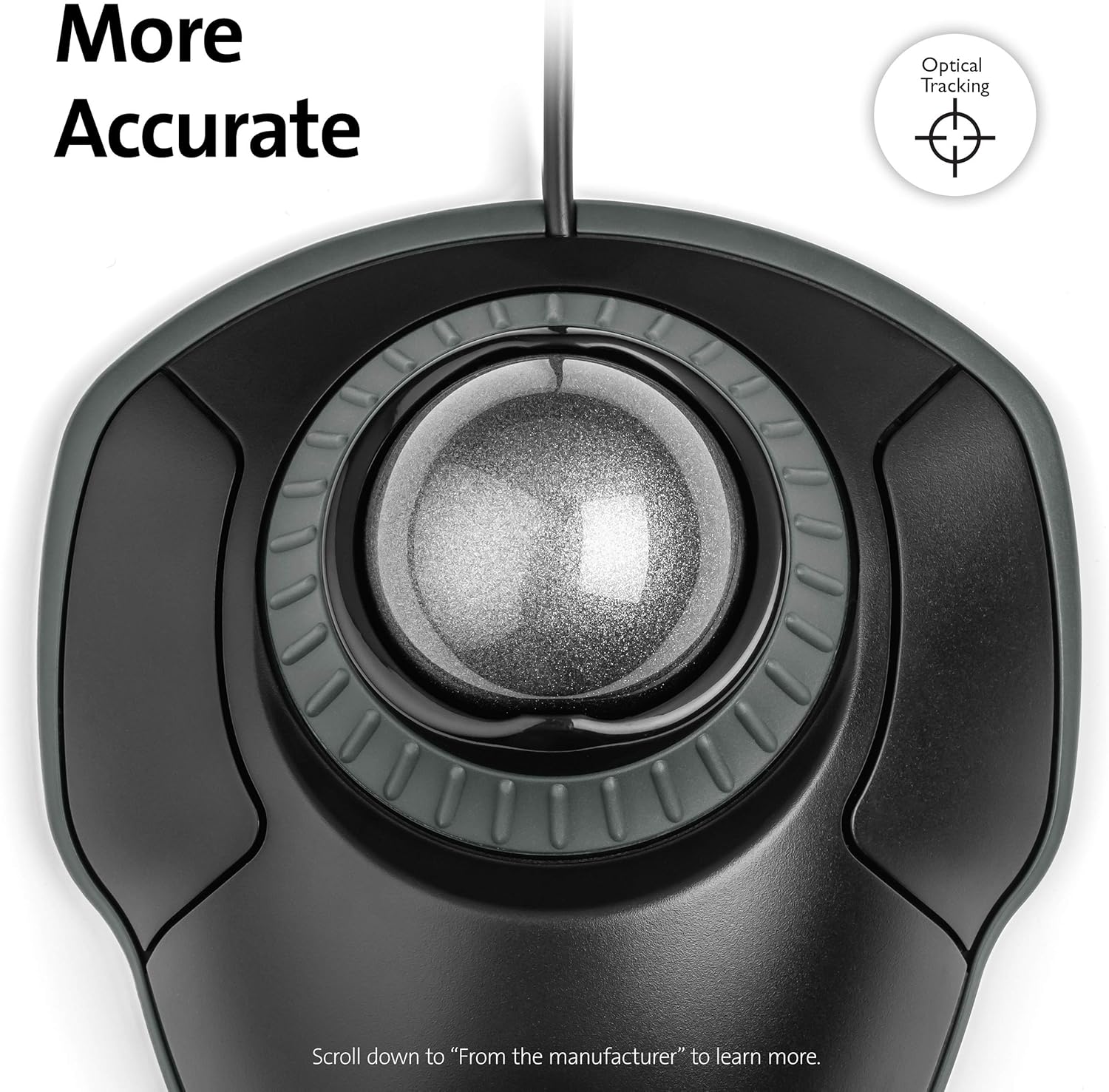 Kensington Orbit Trackball Mouse with Scroll Ring (K75327WW), Black-Grey-2