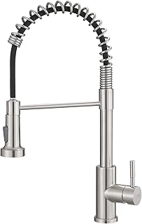 GIMILI Kitchen Faucet with Pull Down Sprayer High Arc Single Handle Spring Kitchen Sink Faucet Brushed Nickel Modern Stainless Steel Kitchen Faucets