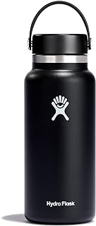 Hydro Flask Wide Mouth vacuum insulated stainless steel water bottle with leakproof closeable lid for cold water drinks, sports, travel, car and school