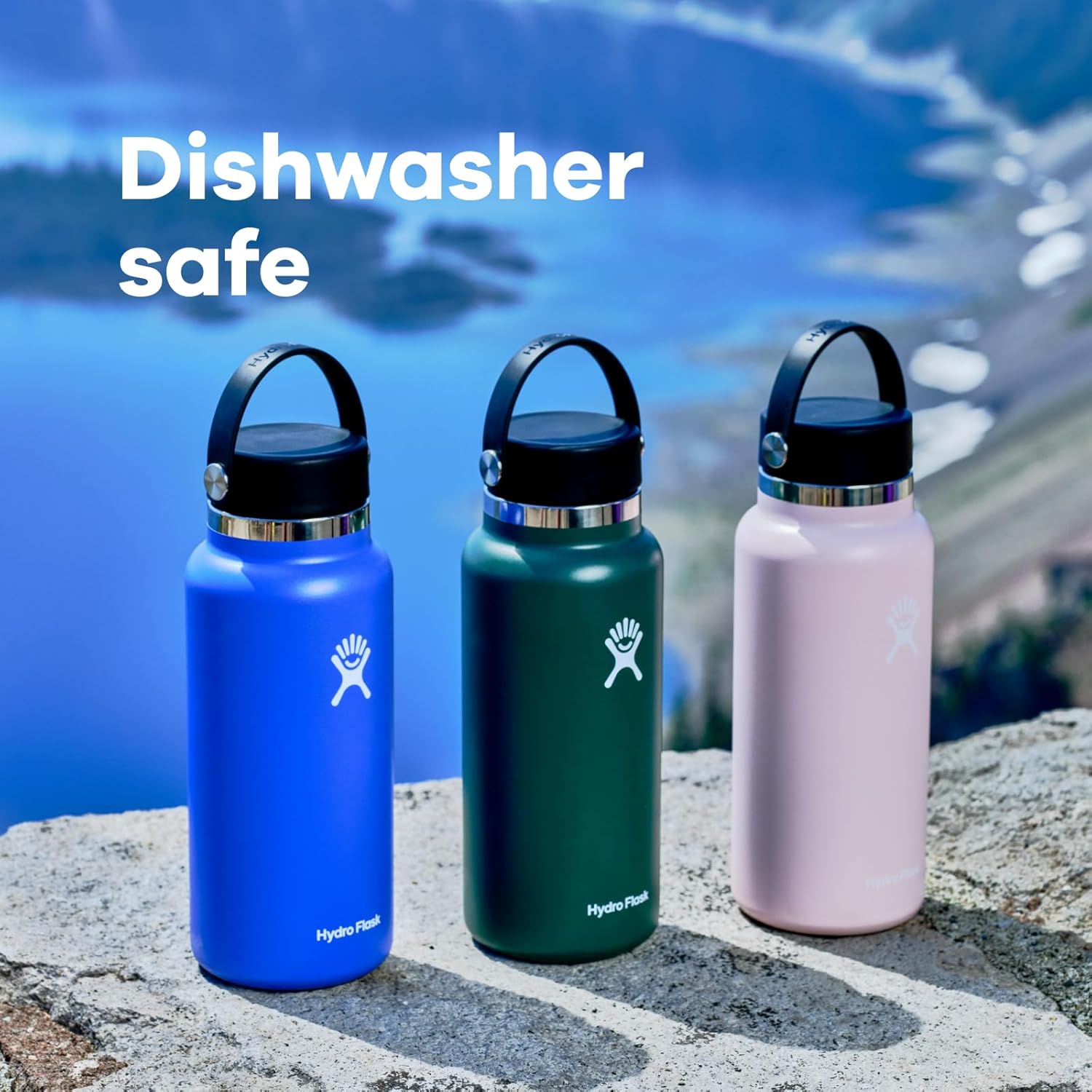 Hydro Flask Wide Mouth vacuum insulated stainless steel water bottle with leakproof closeable lid for cold water drinks, sports, travel, car and school-3