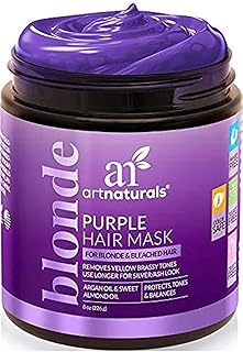 Artnaturals Purple Hair Mask for Blonde, Silver & Platinum Hair - Removes Yellow Brassy Color, Repairs Dry & Bleached Hair - Deep Conditioning Treatment Hair Moisturizer - Sulfate Free (8 Oz/226g)