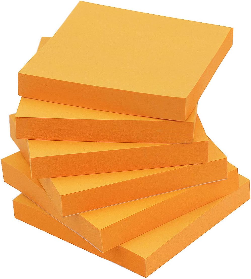 Early Buy Sticky Notes 3x3 Self-Stick Notes Orange Color 6 Pads, 100 Sheets/Pad-0