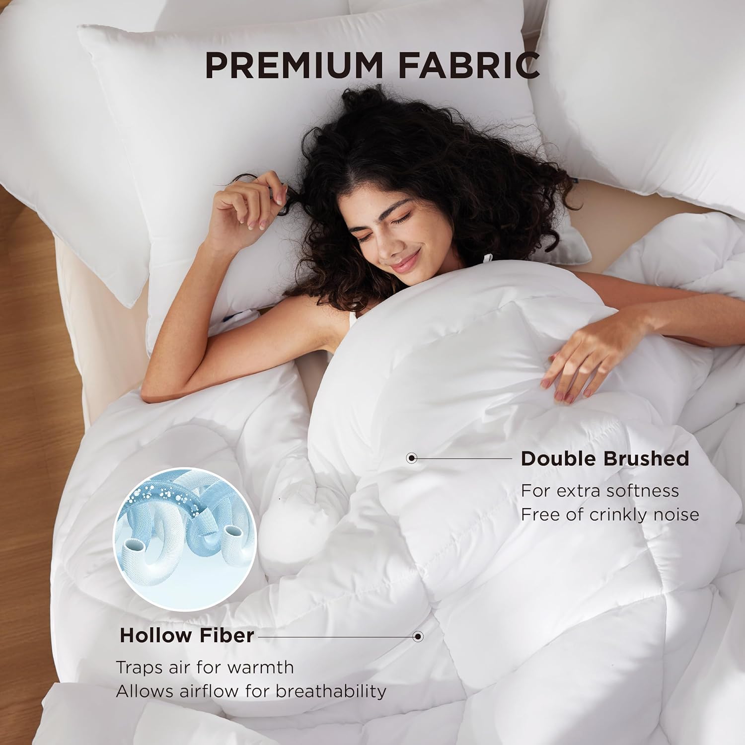 Bedsure Comforter Duvet Insert - Quilted Comforters Queen Size, All Season Duvet, Down Alternative Bedding Comforter with Tabs(White,Queen 88"x88")-2