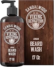 Viking Revolution Beard Wash Shampoo w/Argan & Jojoba Oils - Softens & Strengthens - Sandalwood Scent - Beard Shampoo w/Beard Oil (17 oz Shampoo)